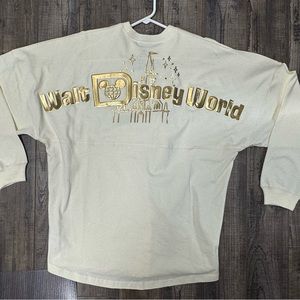 Walt Disney World Long Sleeve Cream and Gold Spirit Jersey Size Large NWOT